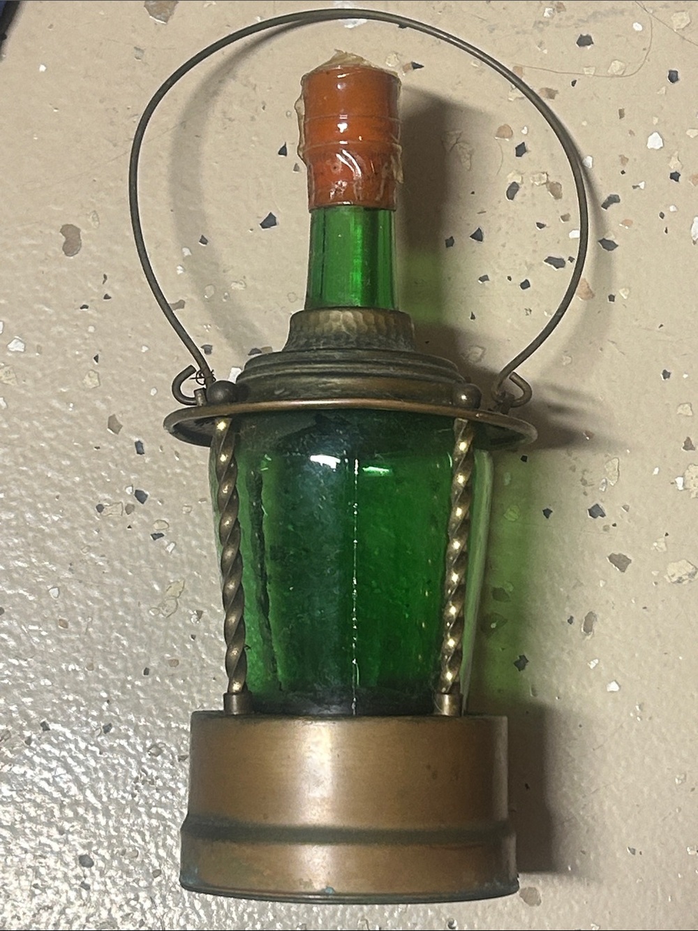 Vintage Green Glass Lantern Accent very old music box with German song